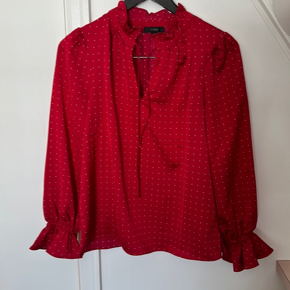 JCrew polka dot satin blouse